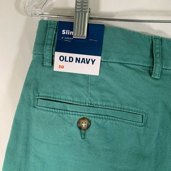 New Old Navy Chino Shorts Men's 30 Green Slim 9" Inseam Built in Flex Cotton - Picture 6 of 6